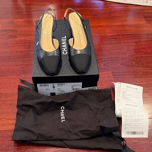 Authentic CHANEL Black Slingback Heels